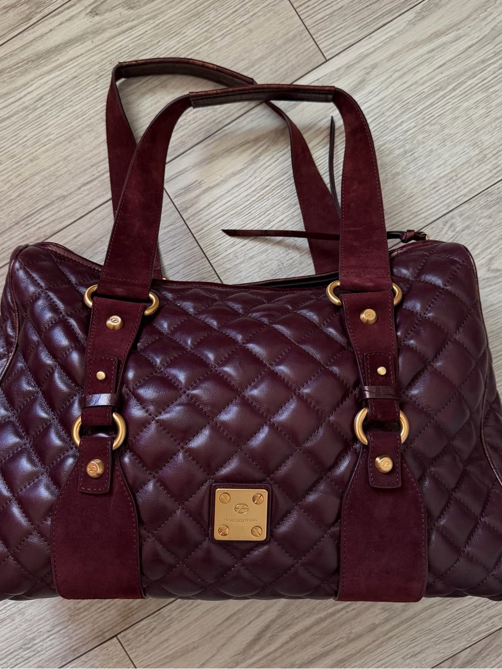 Quilted Burgundy Women’s Satchel Bag